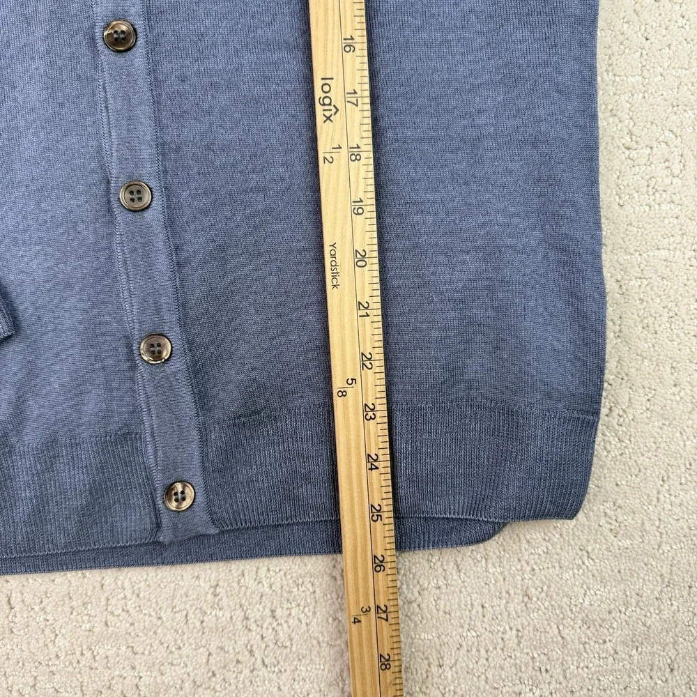 Aquascutum London Men's Small Blue 100%‎ Merino Wool Cardigan Made Italy $395
